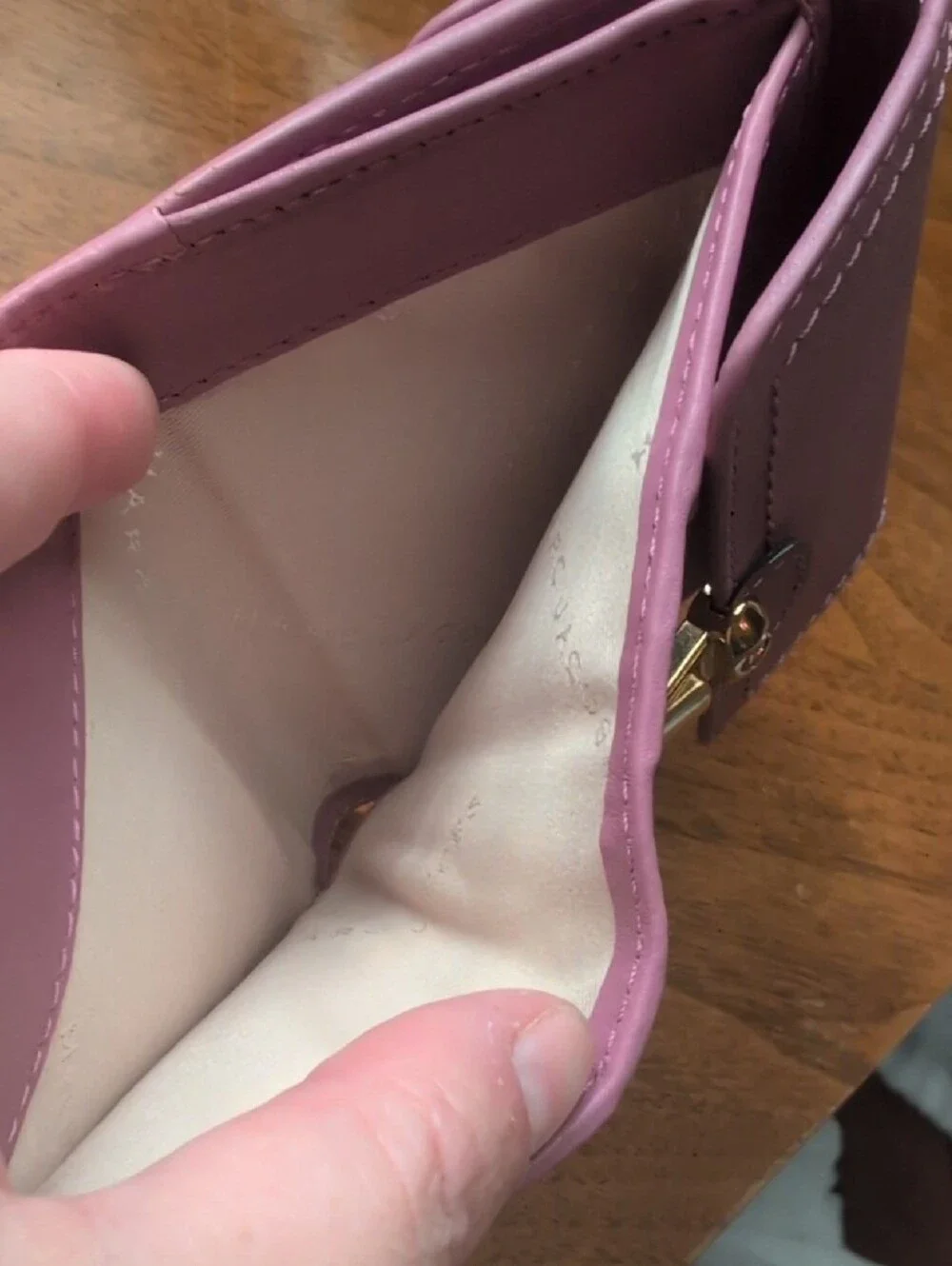 Marc Jacobs Purple Leather Compact Wallet with Gold-Tone Clasp